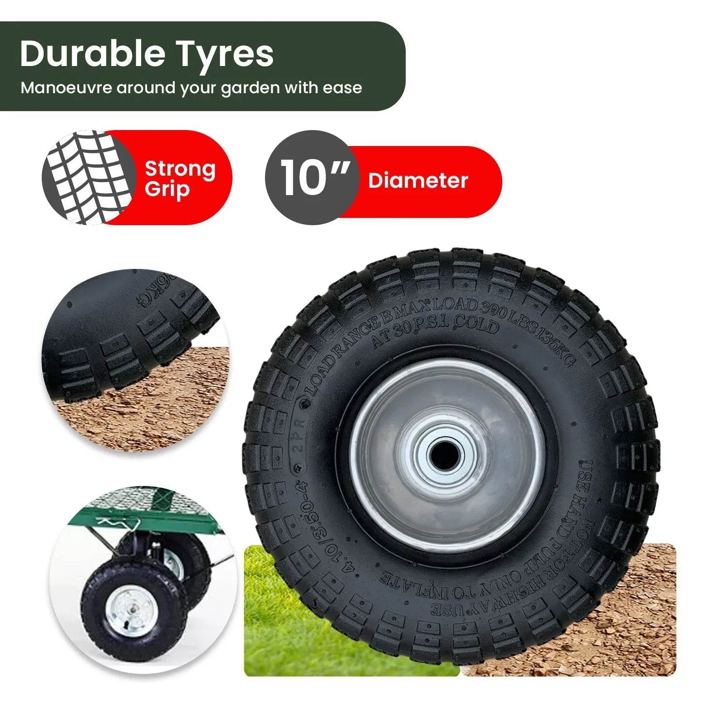 Wallaroo Steel Mesh Garden Trolley Cart - Green - Mekamart Australia