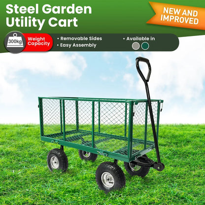 Wallaroo Steel Mesh Garden Trolley Cart - Green - Mekamart Australia