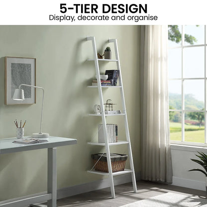 Sarantino Amelia 5-Tier Ladder Shelf in White - Mekamart Australia