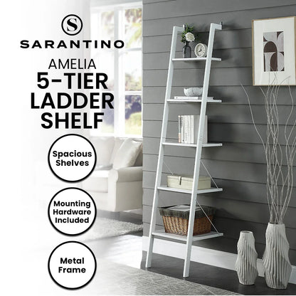 Sarantino Amelia 5-Tier Ladder Shelf in White - Mekamart Australia