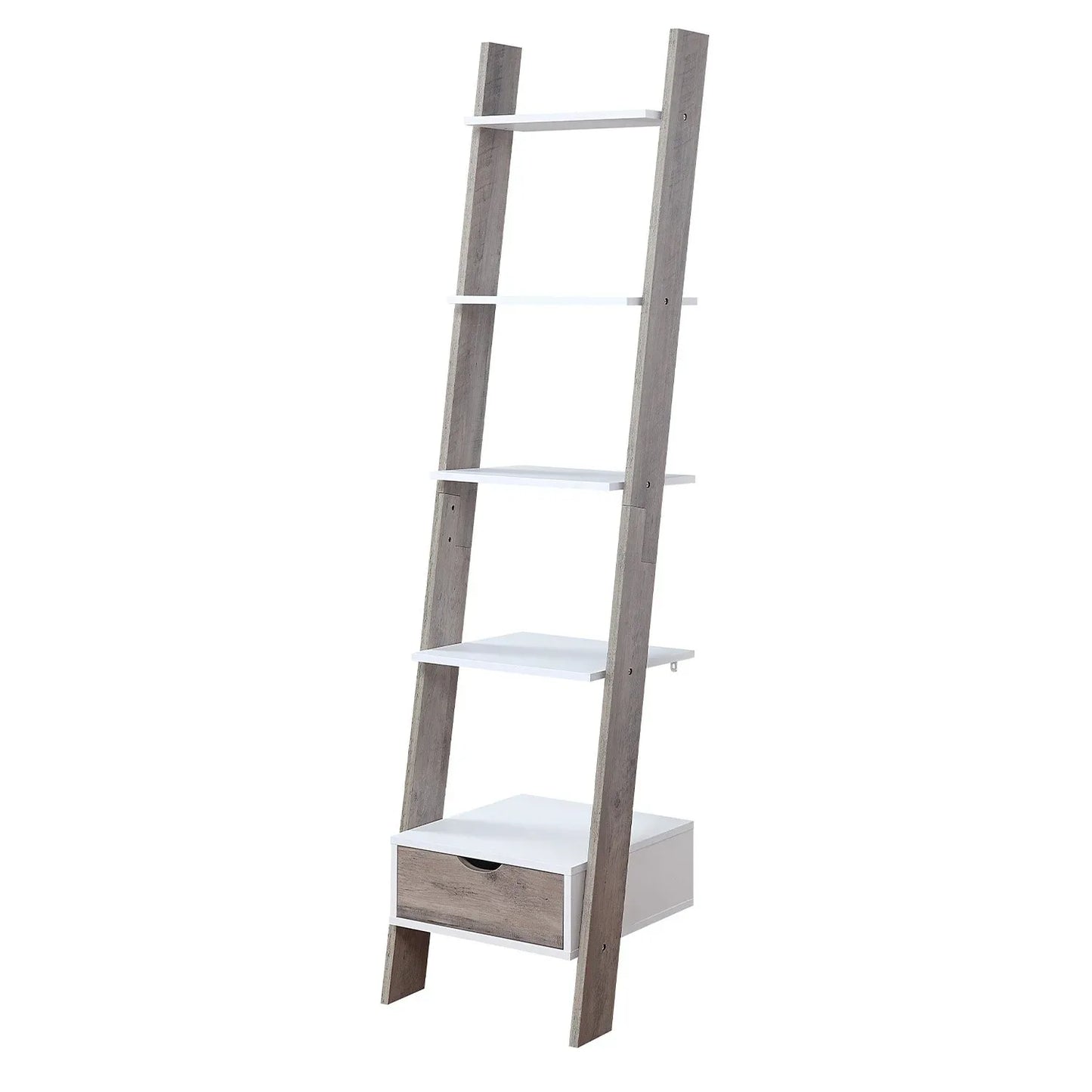 Sarantino Mira 5-tier Ladder Shelf In White And Grey Oak - Mekamart Australia