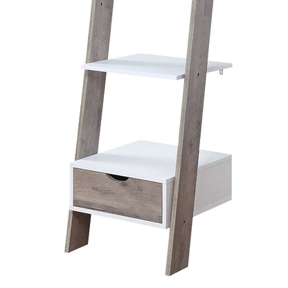 Sarantino Mira 5-tier Ladder Shelf In White And Grey Oak - Mekamart Australia