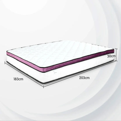 Laura Hill King Mattress Visco Cool Gel Infused Memory Foam Euro Top Pocket Spring 30cm - Mekamart Australia