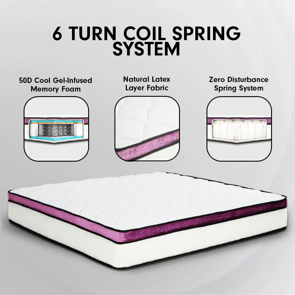 Laura Hill King Mattress Visco Cool Gel Infused Memory Foam Euro Top Pocket Spring 30cm - Mekamart Australia