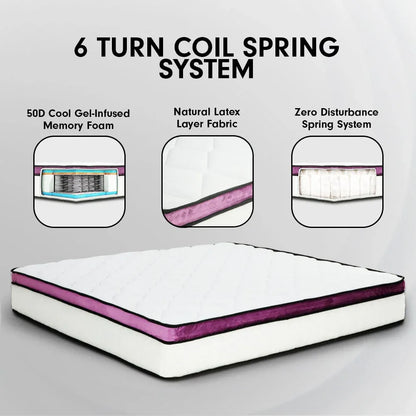 Laura Hill King Mattress Visco Cool Gel Infused Memory Foam Euro Top Pocket Spring 30cm - Mekamart Australia