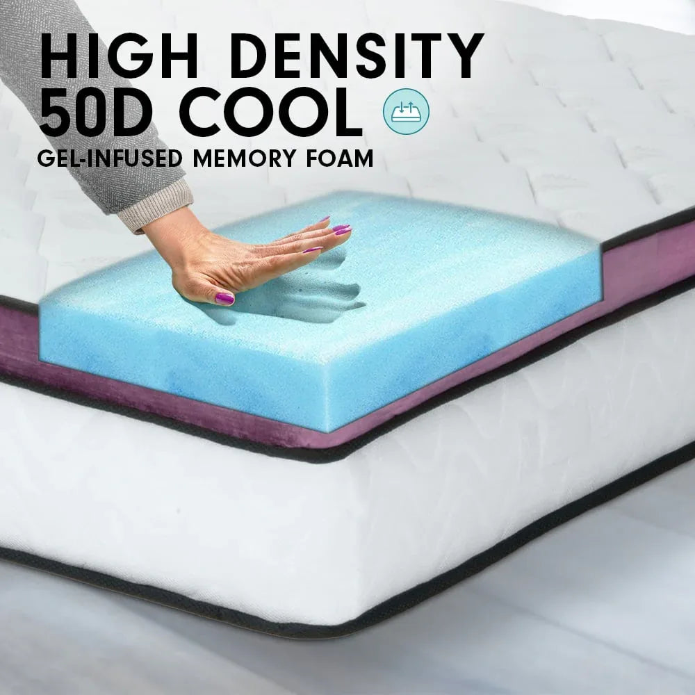 Laura Hill King Mattress Visco Cool Gel Infused Memory Foam Euro Top Pocket Spring 30cm - Mekamart Australia