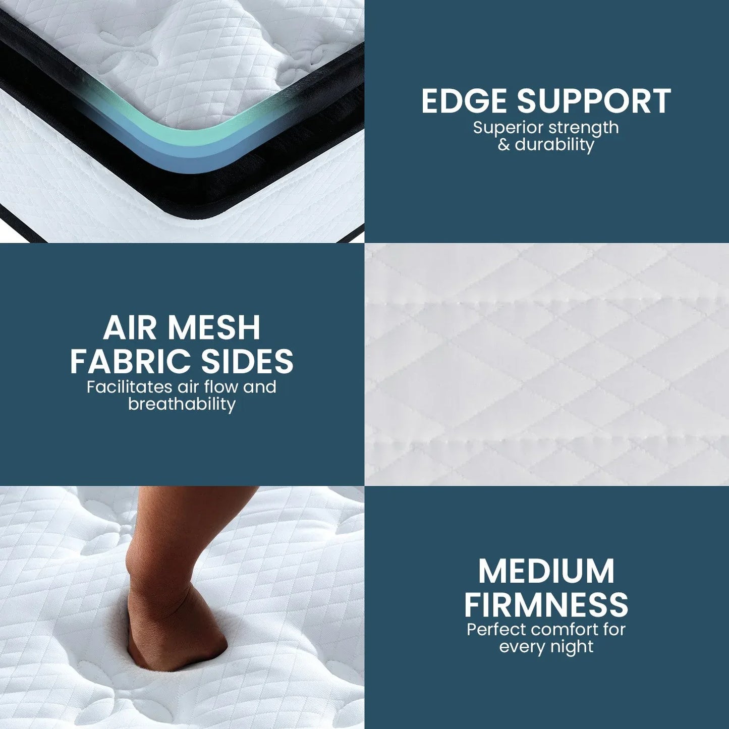 Laura Hill King Mattress Bed Size Euro Top 5 Zone Spring Foam 32cm Bedding Pocket - Mekamart Australia