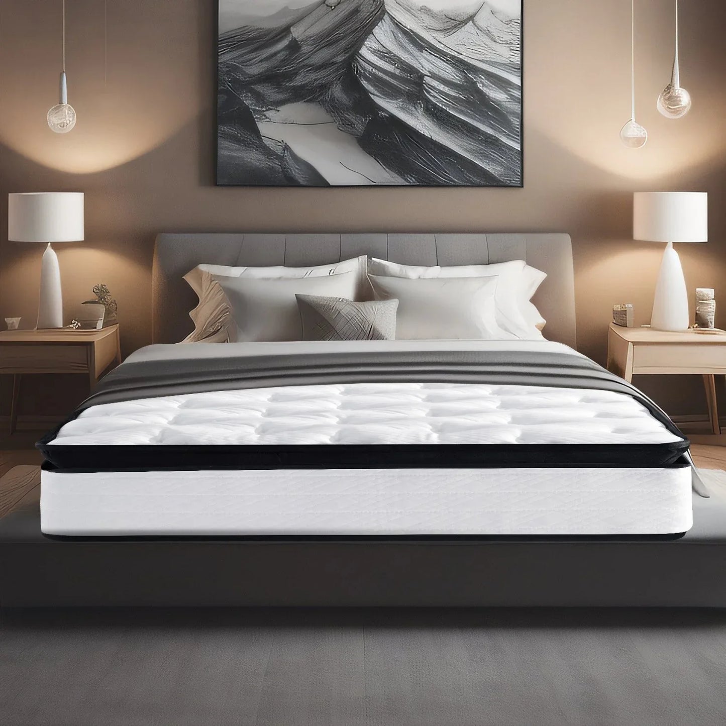 Laura Hill King Mattress Bed Size Euro Top 5 Zone Spring Foam 32cm Bedding Pocket - Mekamart Australia