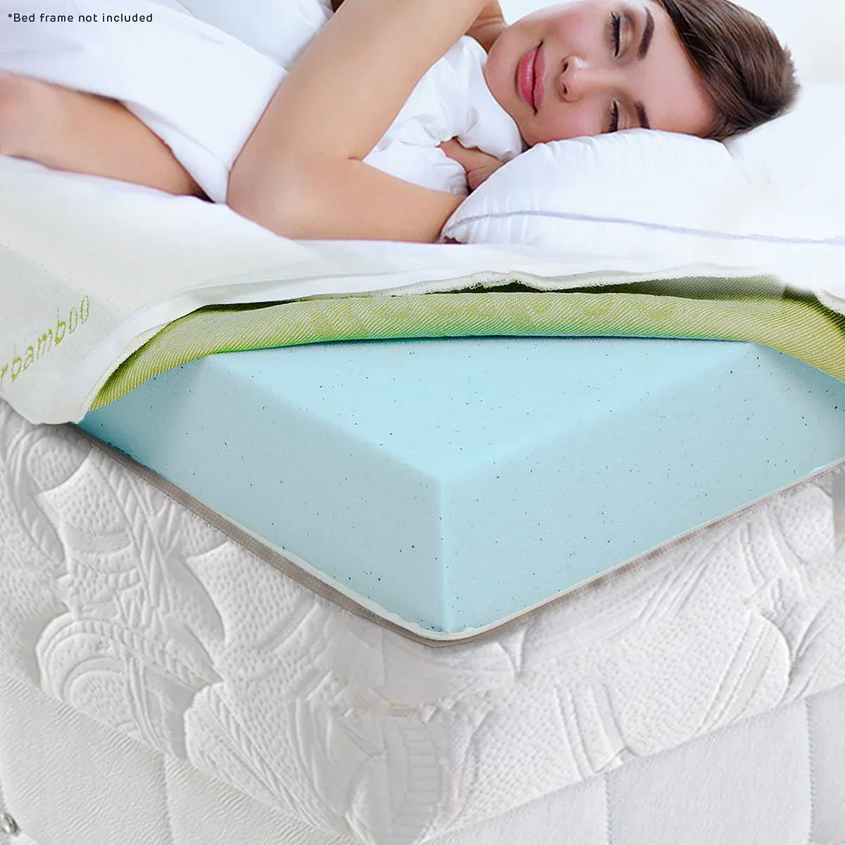 Laura Hill Cool Gel Memory Foam Mattress Topper Bamboo Fabric Cover Double - Mekamart Australia