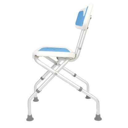 Orthonica Compact & Foldable Commode Shower Chair w/Height Adjustable Aluminium Frame Non Slip Feet HDPE Seat & Backrest - Mekamart Australia
