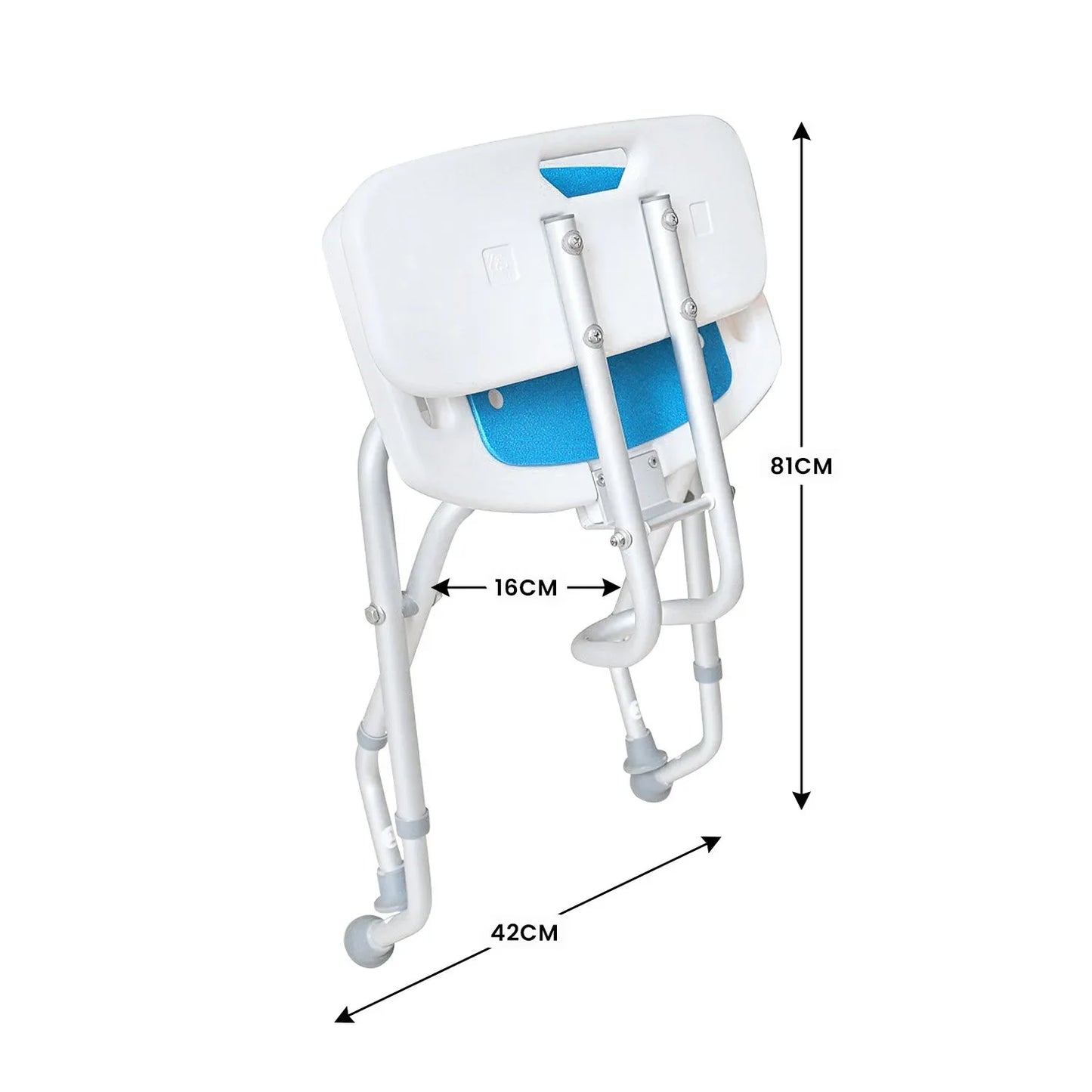Orthonica Compact & Foldable Commode Shower Chair w/Height Adjustable Aluminium Frame Non Slip Feet HDPE Seat & Backrest - Mekamart Australia