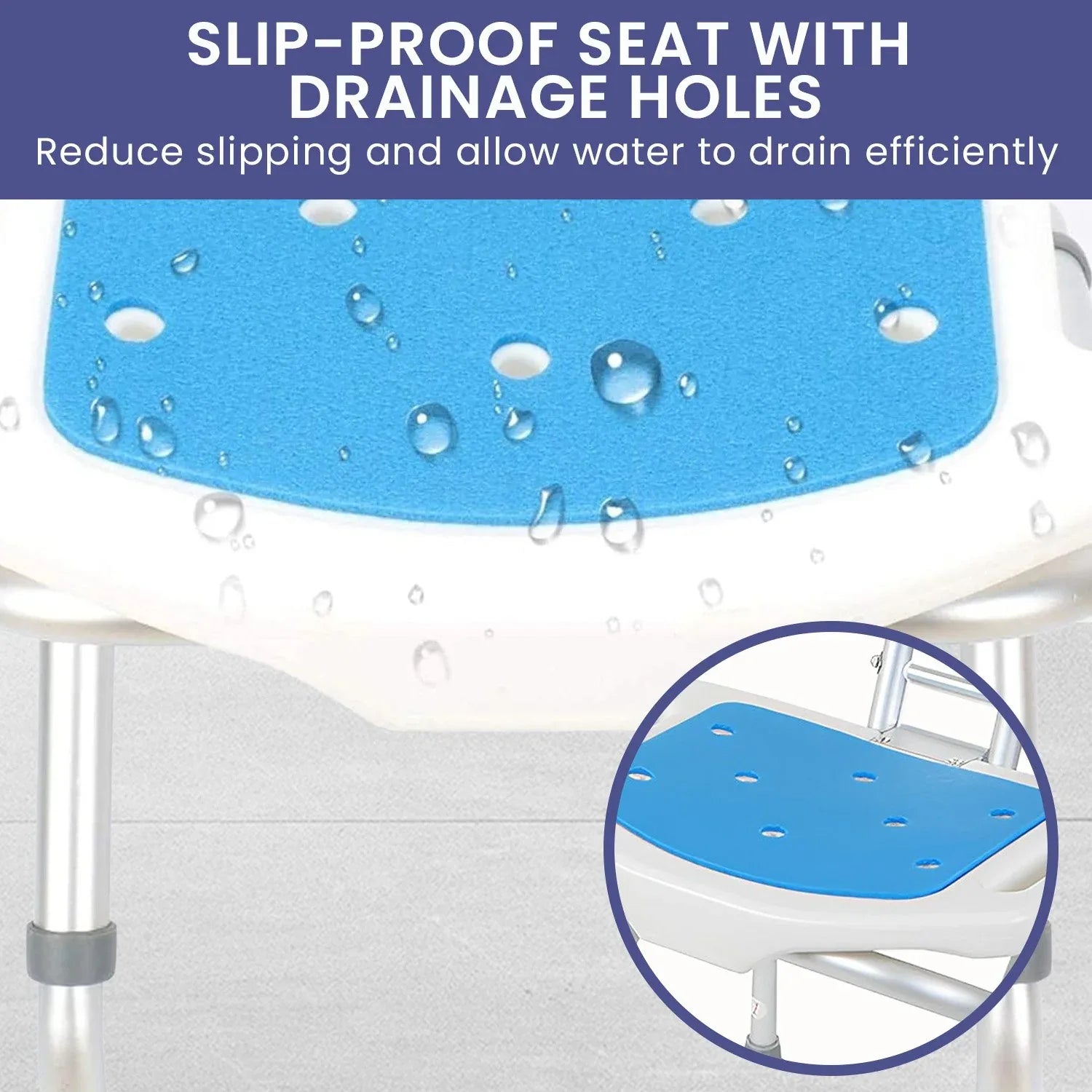 Orthonica Compact & Foldable Commode Shower Chair w/Height Adjustable Aluminium Frame Non Slip Feet HDPE Seat & Backrest - Mekamart Australia
