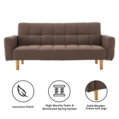 Sarantino 3-Seater Fabric Sofa Bed Futon - Brown - Mekamart Australia