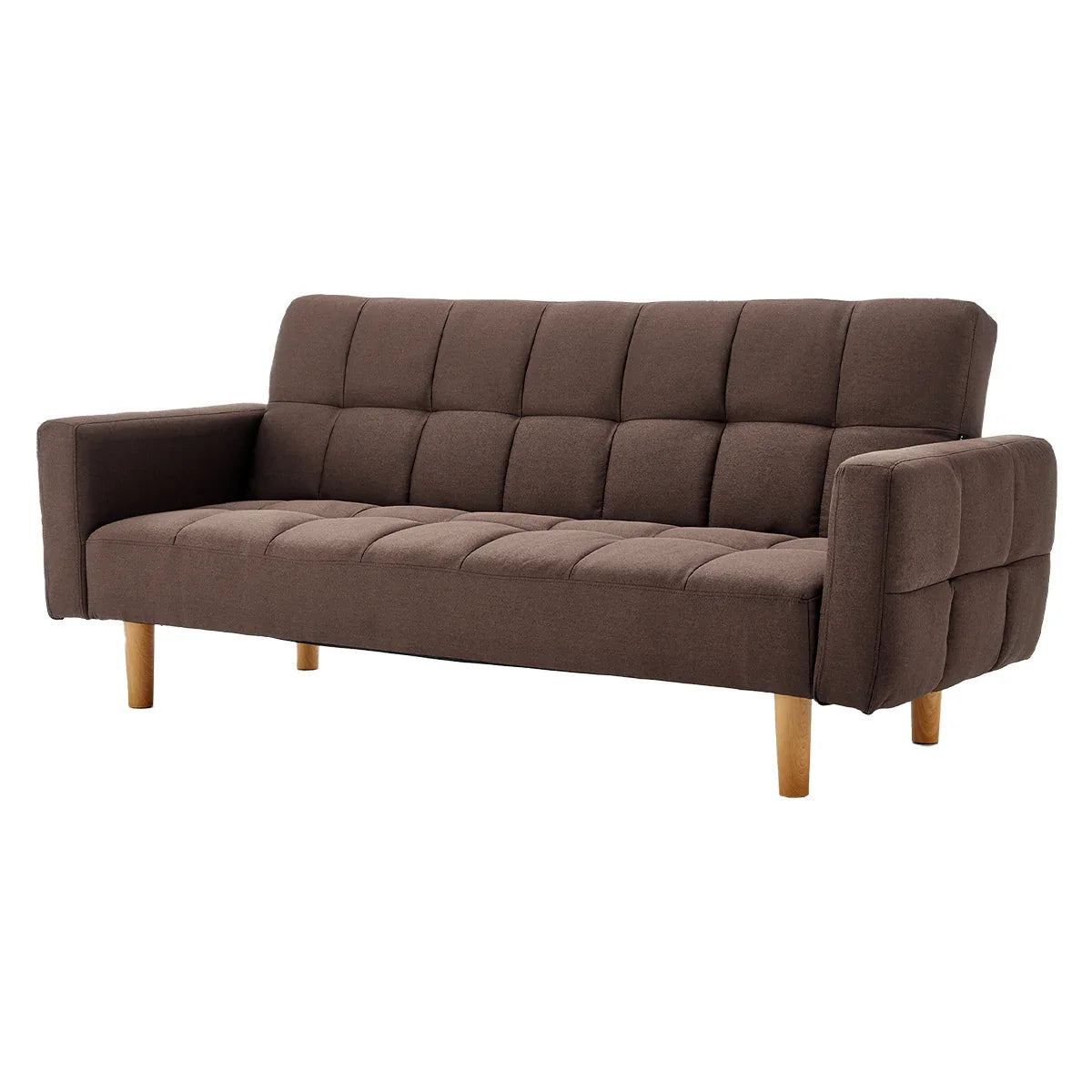 Sarantino 3-Seater Fabric Sofa Bed Futon - Brown - Mekamart Australia