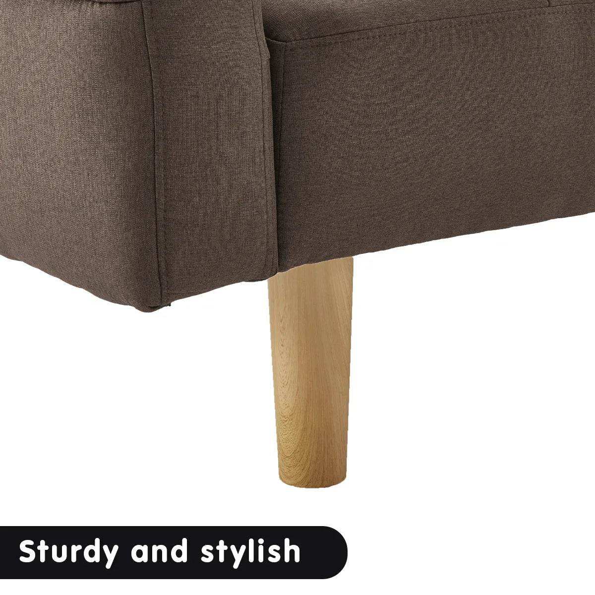 Sarantino 3-Seater Fabric Sofa Bed Futon - Brown - Mekamart Australia