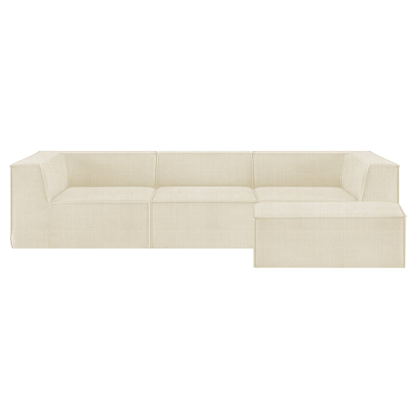 Sarantino Novi 3-Seater Modular Sofa with Ottoman in Cream Non-Slip Bottom Lounge