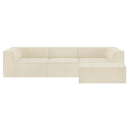 Sarantino Novi 3-Seater Modular Sofa with Ottoman in Cream Non-Slip Bottom Lounge