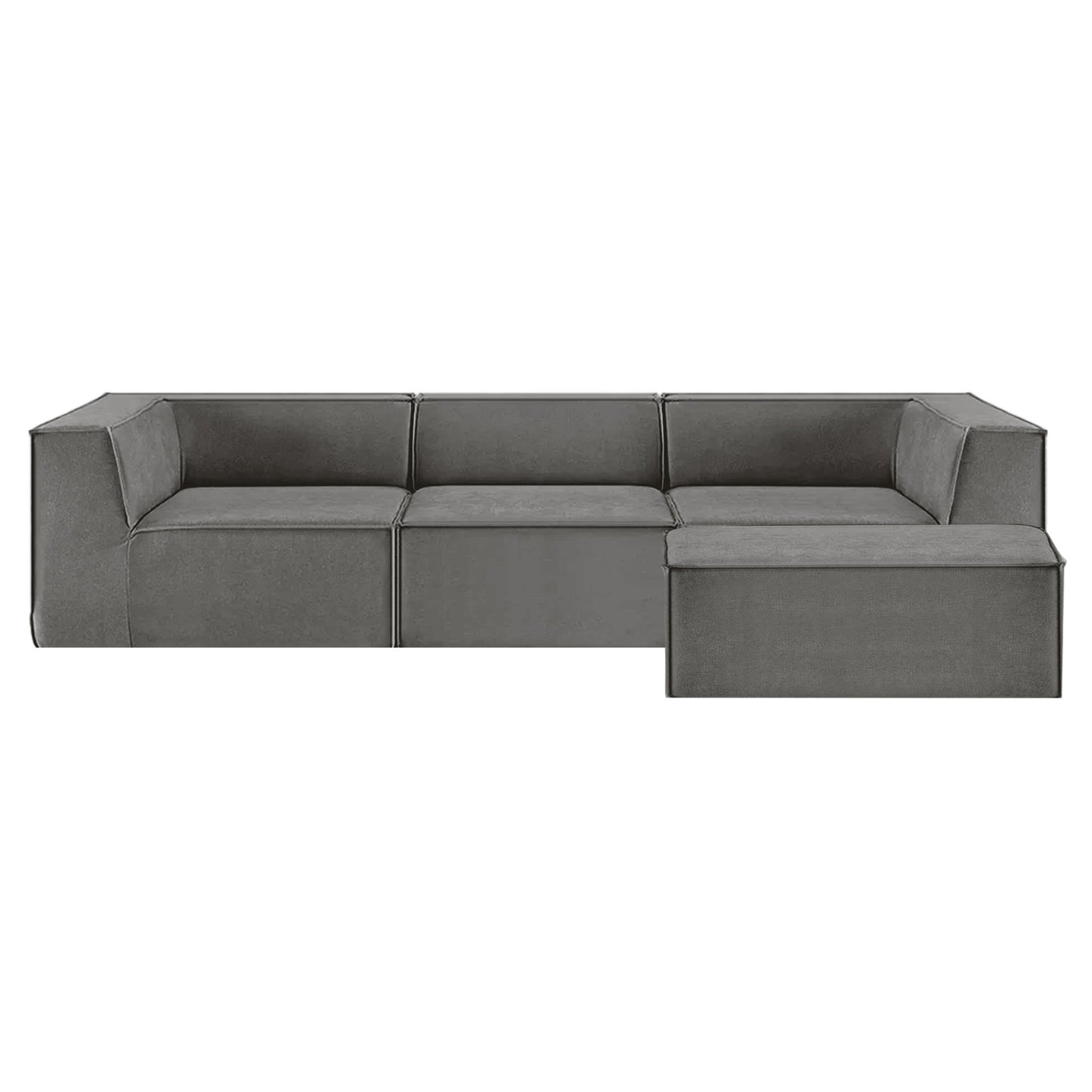 Sarantino Novi 3-Seater Modular Sofa with Ottoman in Grey Non-Slip Bottom Lounge