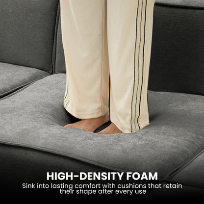 Sarantino Novi 3-Seater Modular Sofa with Ottoman in Grey Non-Slip Bottom Lounge