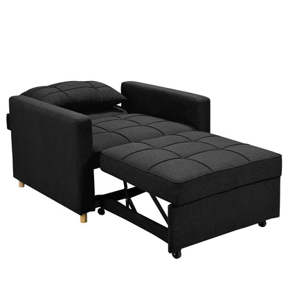 Sarantino Suri 3-in-1 Convertible Lounge Chair Bed - Black - Mekamart Australia