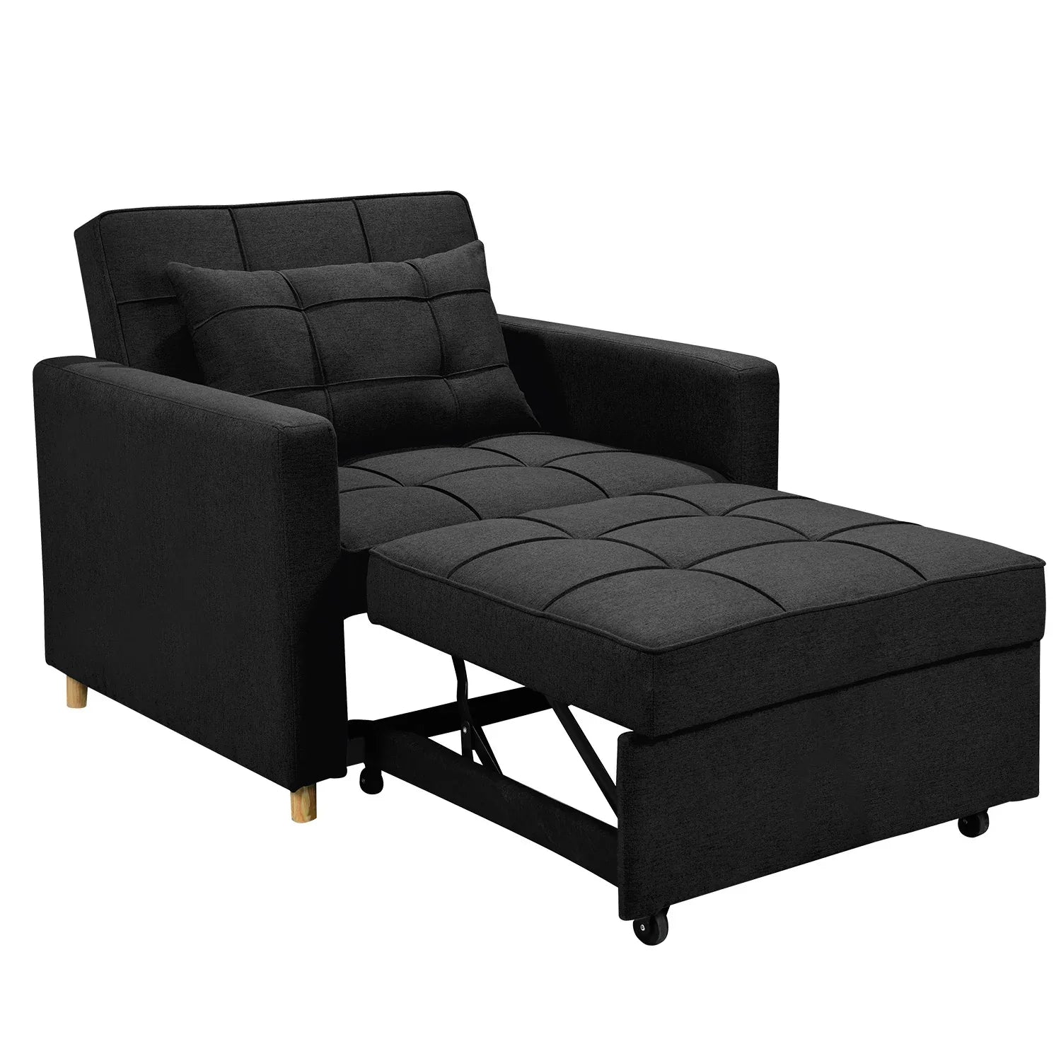 Sarantino Suri 3-in-1 Convertible Lounge Chair Bed - Black - Mekamart Australia