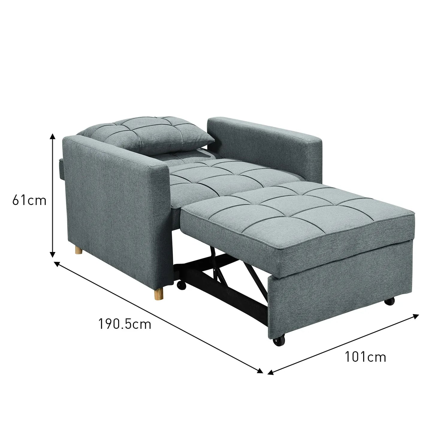 Sarantino Suri 3-in-1 Convertible Sofa Chair Bed - Airforce Blue - Mekamart Australia