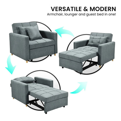 Sarantino Suri 3-in-1 Convertible Sofa Chair Bed - Airforce Blue - Mekamart Australia