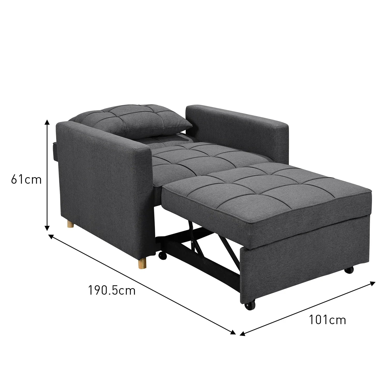Sarantino Suri 3-in-1 Convertible Lounge Chair Bed - Dark Grey - Mekamart Australia