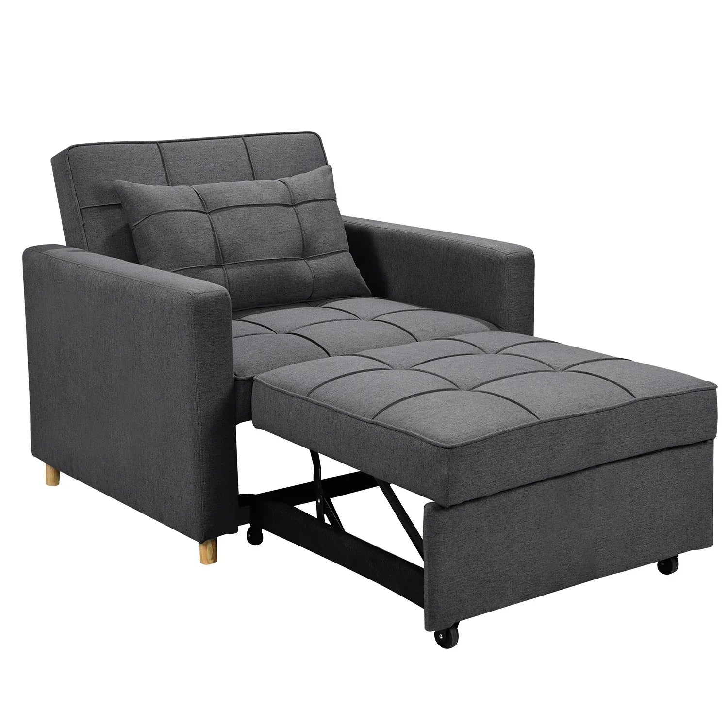 Sarantino Suri 3-in-1 Convertible Lounge Chair Bed - Dark Grey - Mekamart Australia
