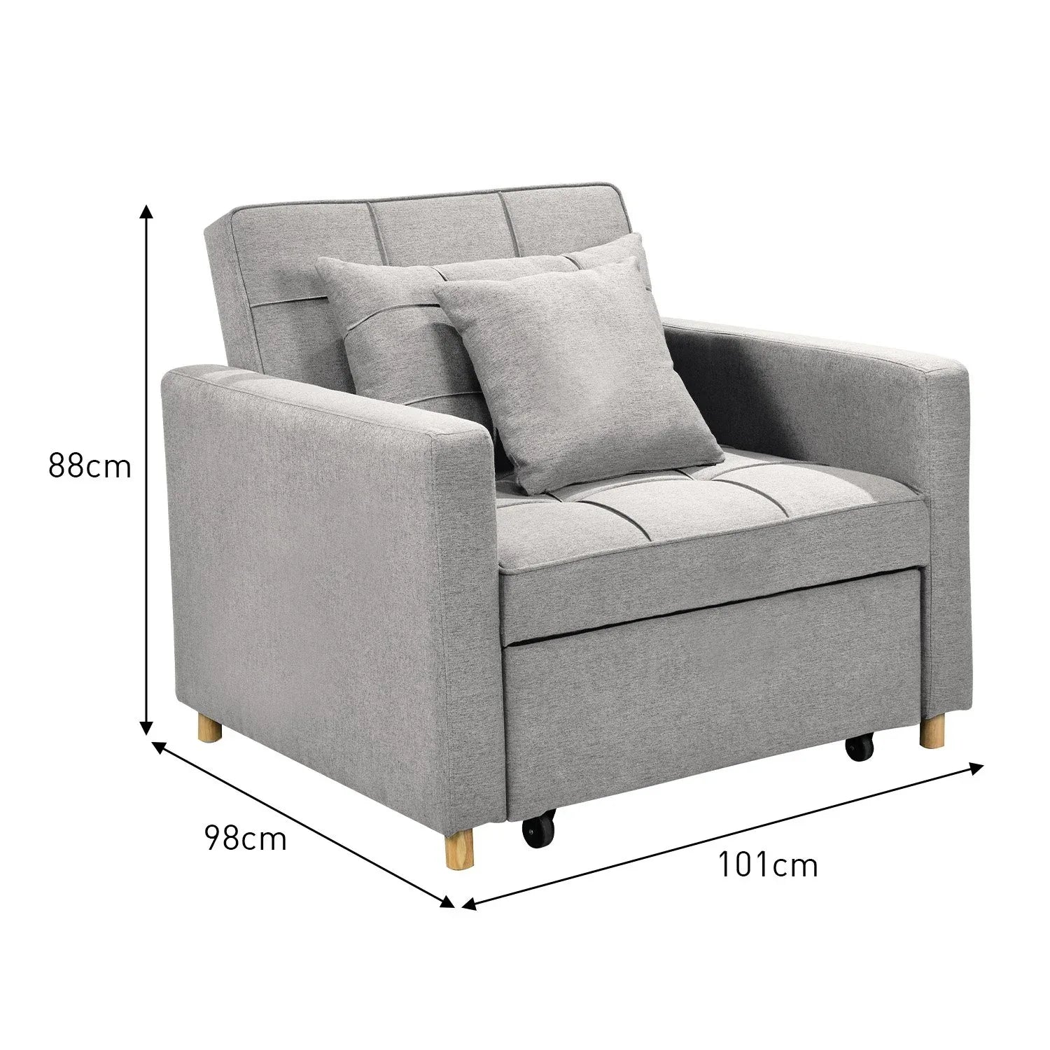 Sarantino Suri 3-in-1 Convertible Sofa Chair Bed Lounger - Light Grey - Mekamart Australia