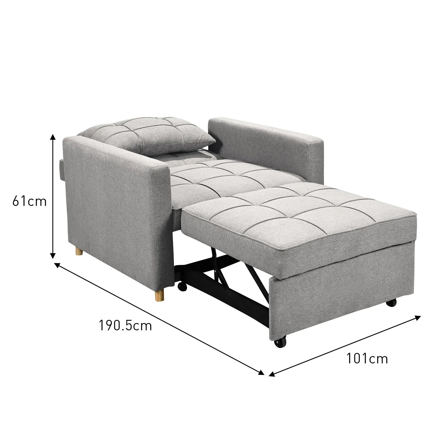 Sarantino Suri 3-in-1 Convertible Sofa Chair Bed Lounger - Light Grey - Mekamart Australia