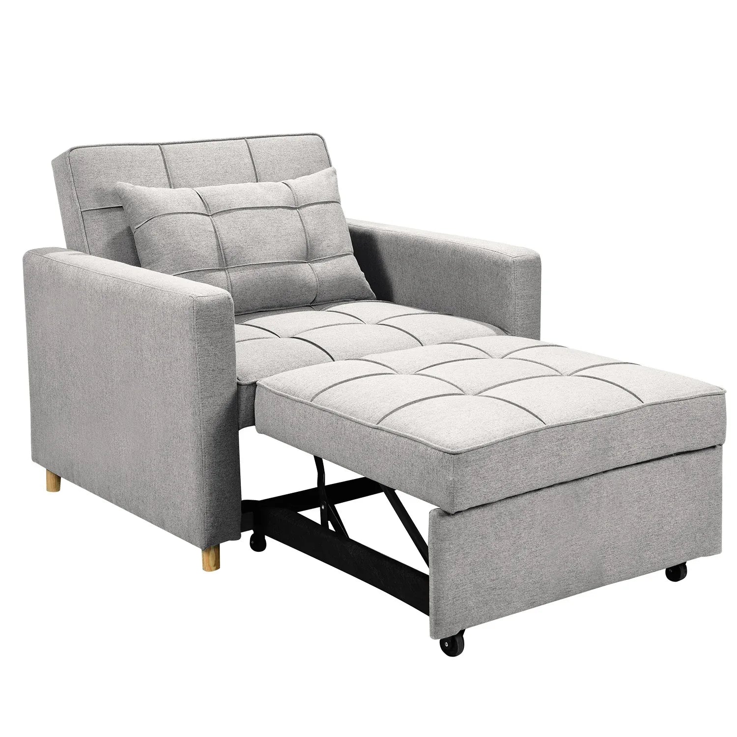 Sarantino Suri 3-in-1 Convertible Sofa Chair Bed Lounger - Light Grey - Mekamart Australia