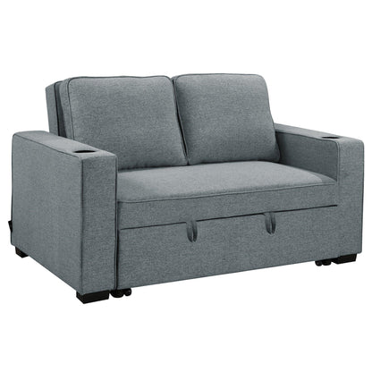 Sarantino Hoffman Linen Sofa Bed with Cushions & Cup Holders Airforce Blue - Mekamart Australia