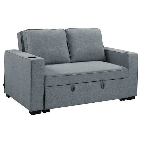 Sarantino Hoffman Linen Sofa Bed with Cushions & Cup Holders Airforce Blue - Mekamart Australia