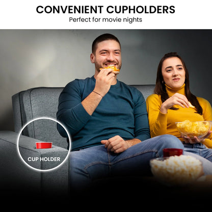 Sarantino Hoffman Linen Sofa Bed with Cushions & Cup Holders Airforce Blue - Mekamart Australia