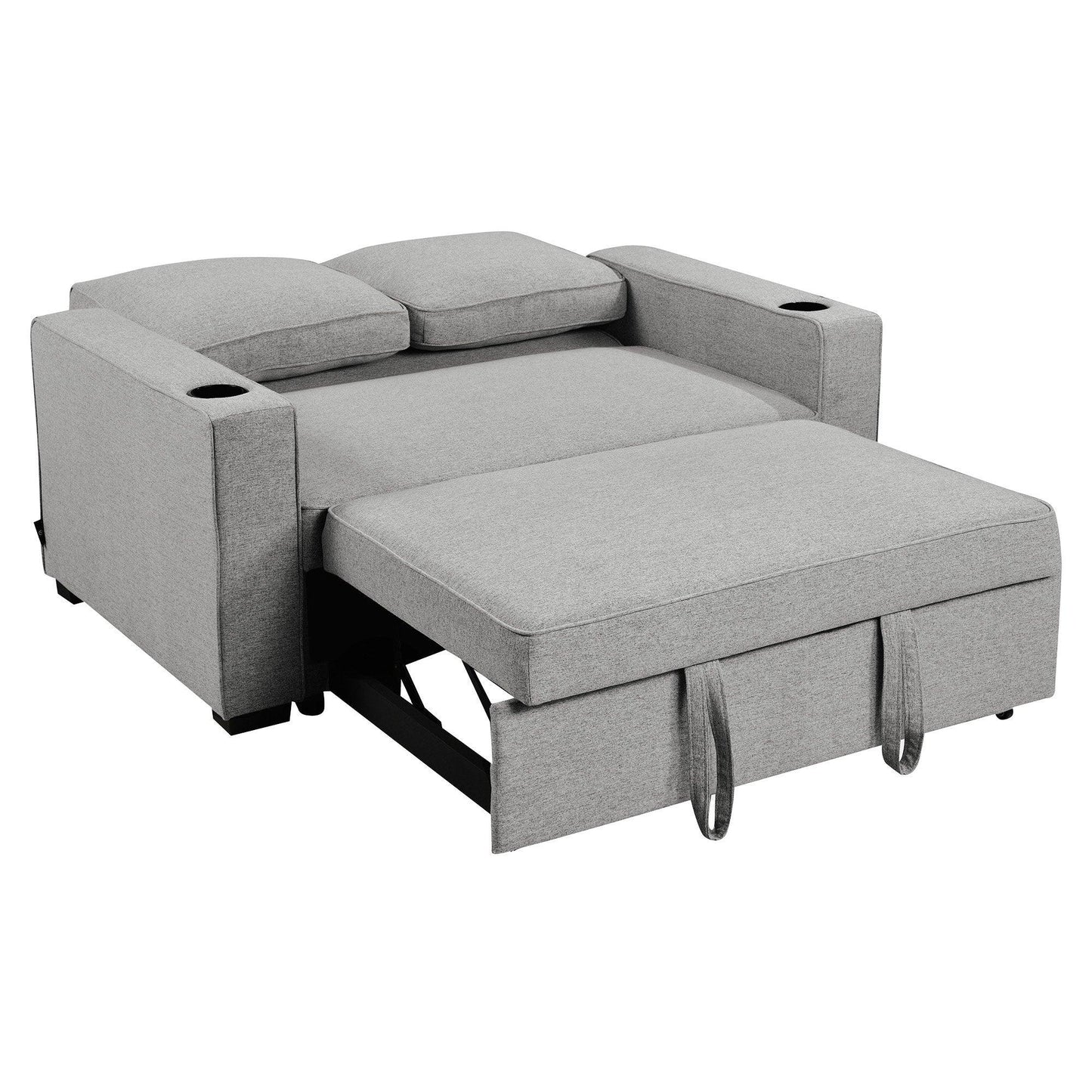Sarantino Hoffman Linen Sofa Bed Chair With Cushions &cup Holders Light Grey - Mekamart Australia