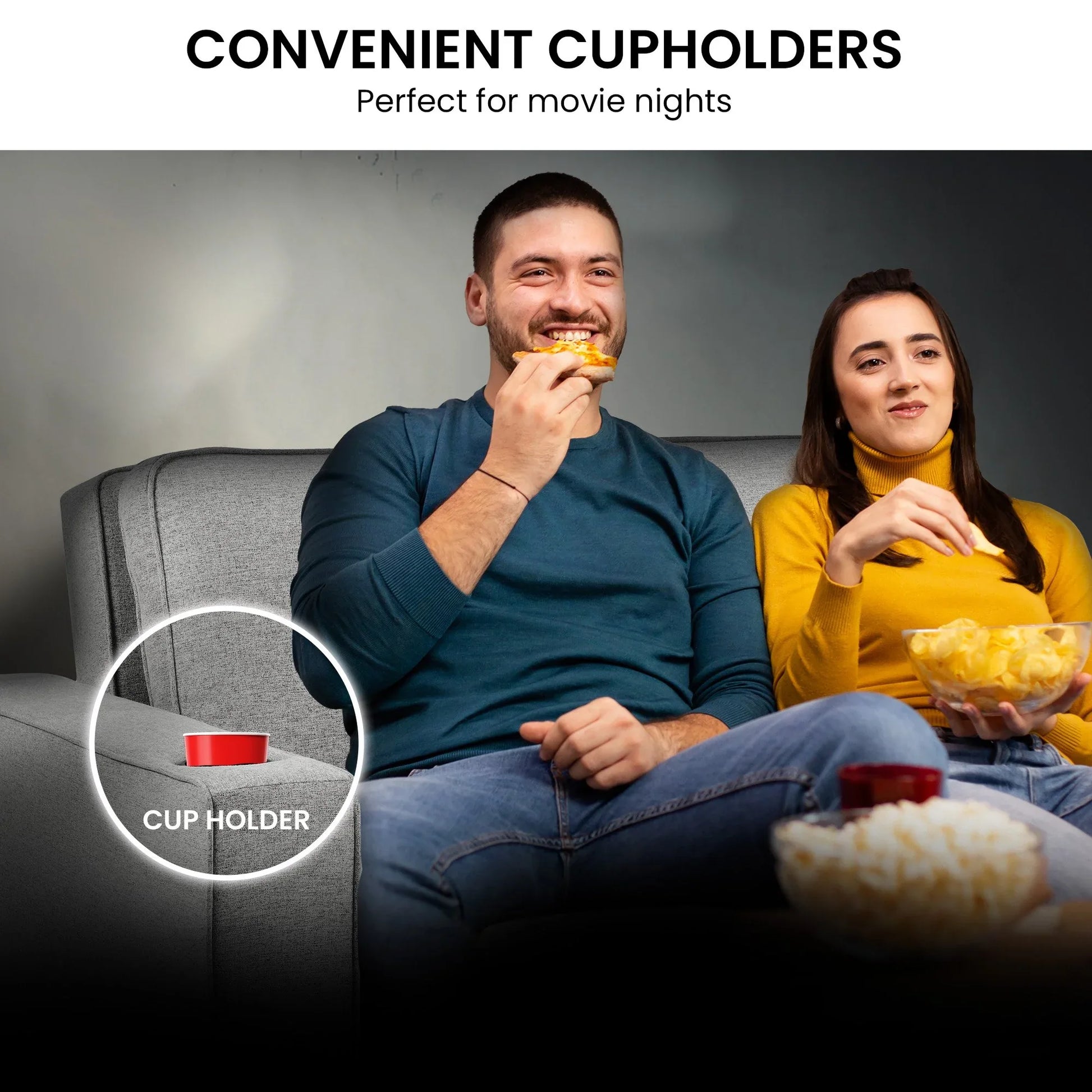 Sarantino Hoffman Linen Sofa Bed Chair With Cushions &cup Holders Light Grey - Mekamart Australia