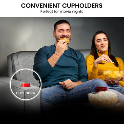 Sarantino Hoffman Linen Sofa Bed Chair With Cushions &cup Holders Light Grey - Mekamart Australia