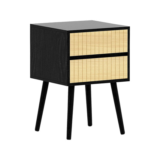 Sarantino Ivan Bedside Table Night Stand - Black/natural - Mekamart Australia