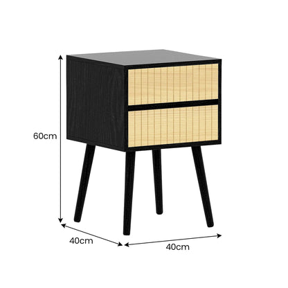 Sarantino Ivan Bedside Table Night Stand - Black/natural - Mekamart Australia