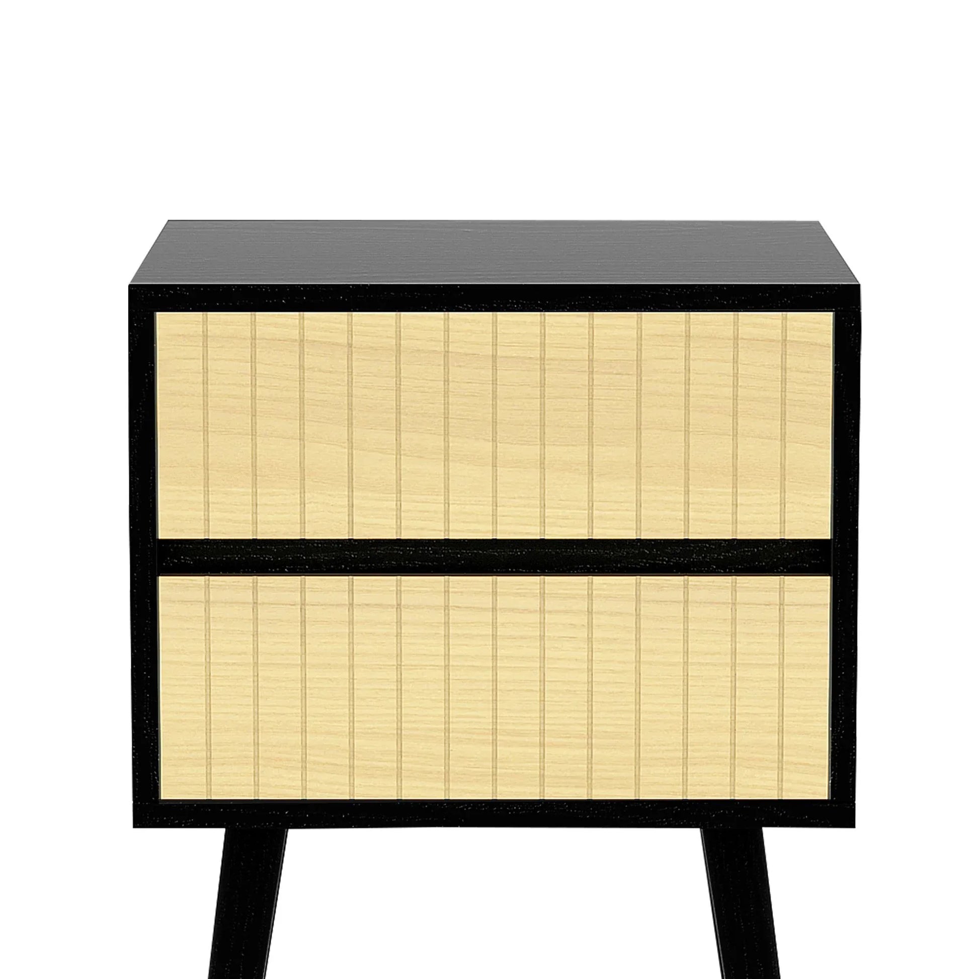 Sarantino Ivan Bedside Table Night Stand - Black/natural - Mekamart Australia