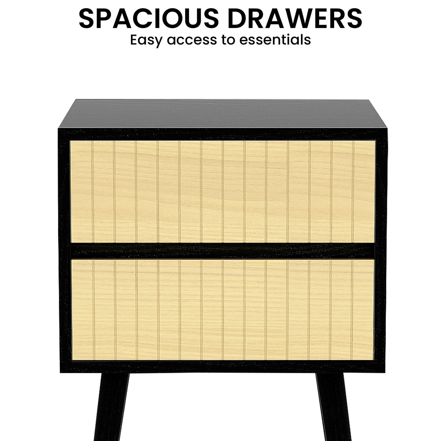 Sarantino Ivan Bedside Table Night Stand - Black/natural - Mekamart Australia