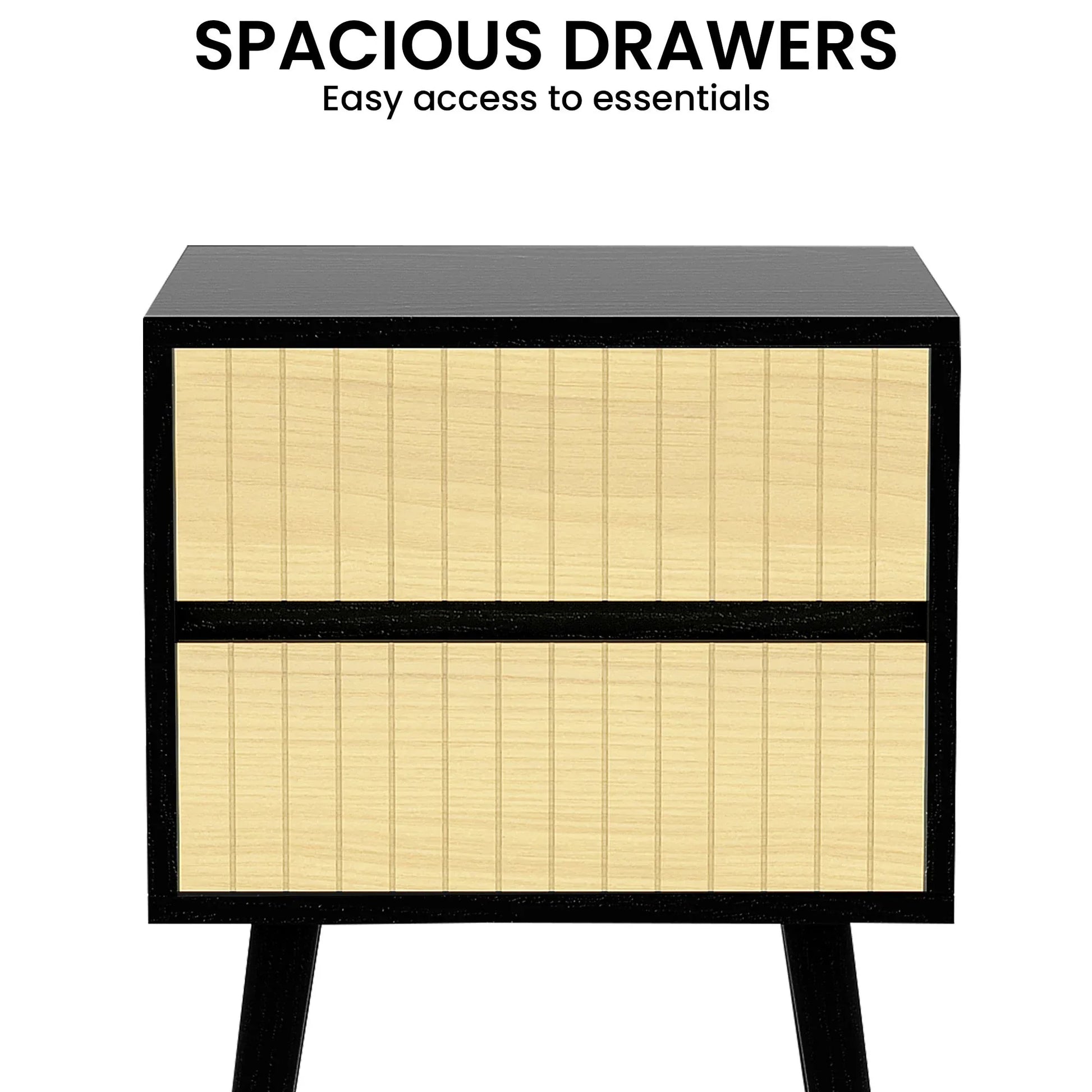 Sarantino Ivan Bedside Table Night Stand - Black/natural - Mekamart Australia