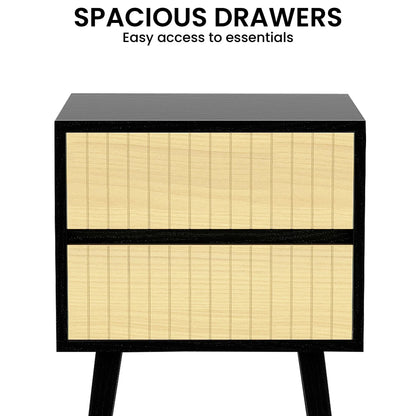Sarantino Ivan Bedside Table Night Stand - Black/natural - Mekamart Australia