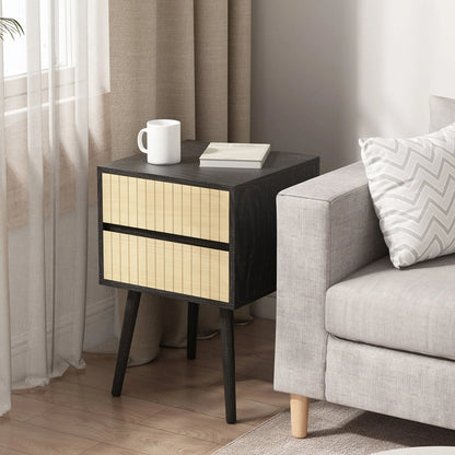 Sarantino Ivan Bedside Table Night Stand - Black/natural - Mekamart Australia