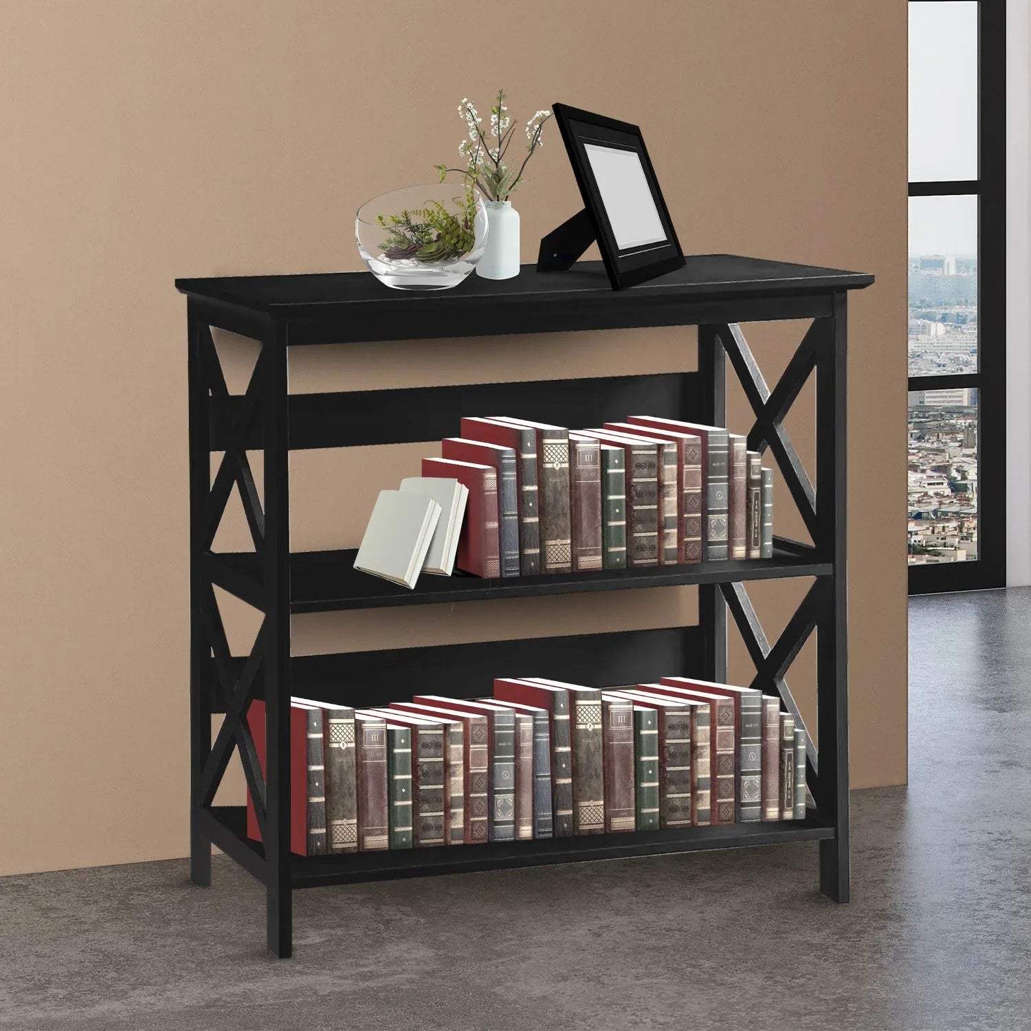 Sarantino Lucas 3-Tier Bookshelf Display Rack in Black - Mekamart Australia