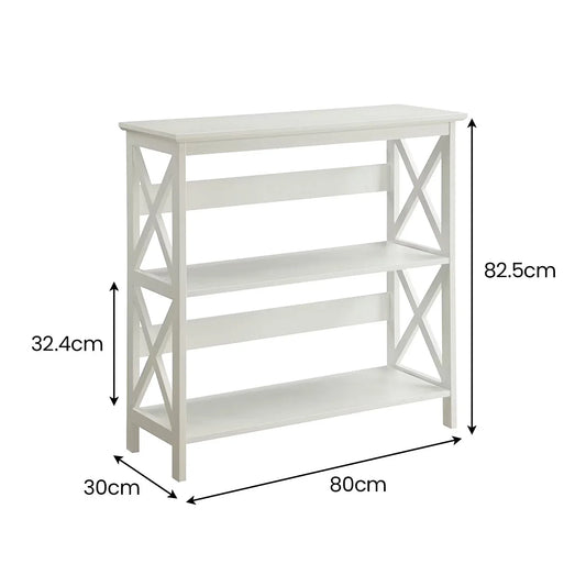 Sarantino Lucas 3-Tier Bookshelf Display Rack in White