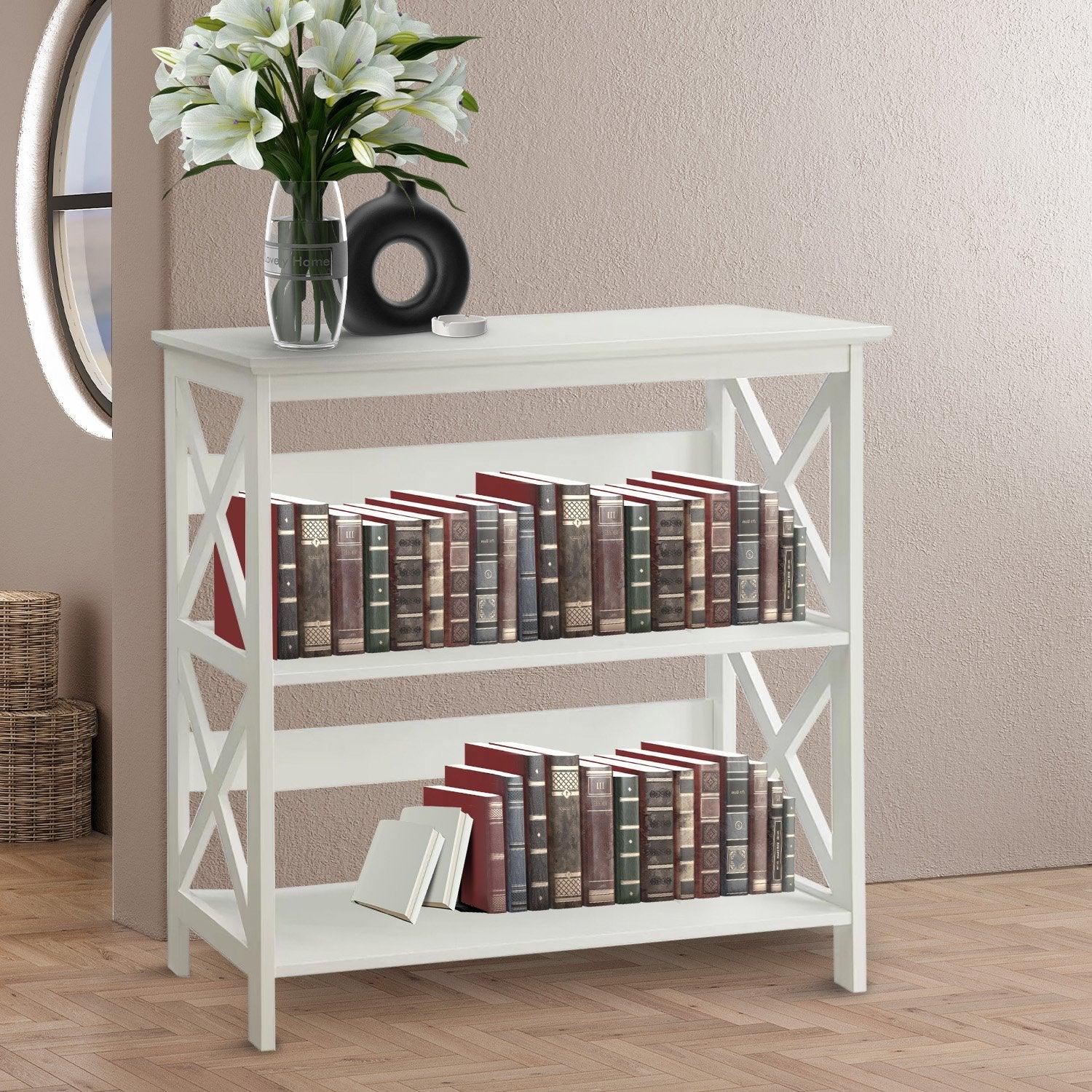 Sarantino Lucas 3-Tier Bookshelf Display Rack in White - Mekamart Australia