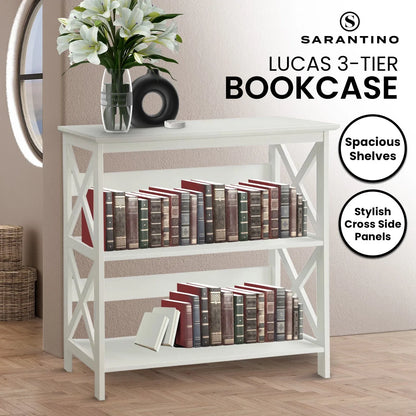 Sarantino Lucas 3-Tier Bookshelf Display Rack in White - Mekamart Australia