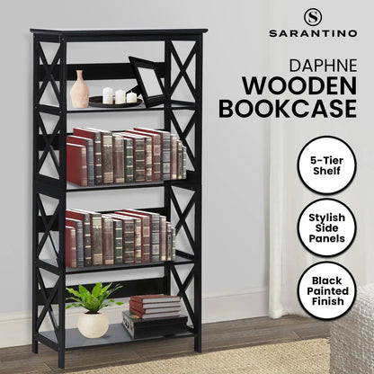 Sarantino Daphne 5-tier Cross Panel Bookshelf - Mekamart Australia